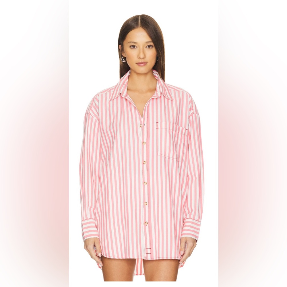 We The Free Coral & White Striped Swim Cover Up | Size L | NWT